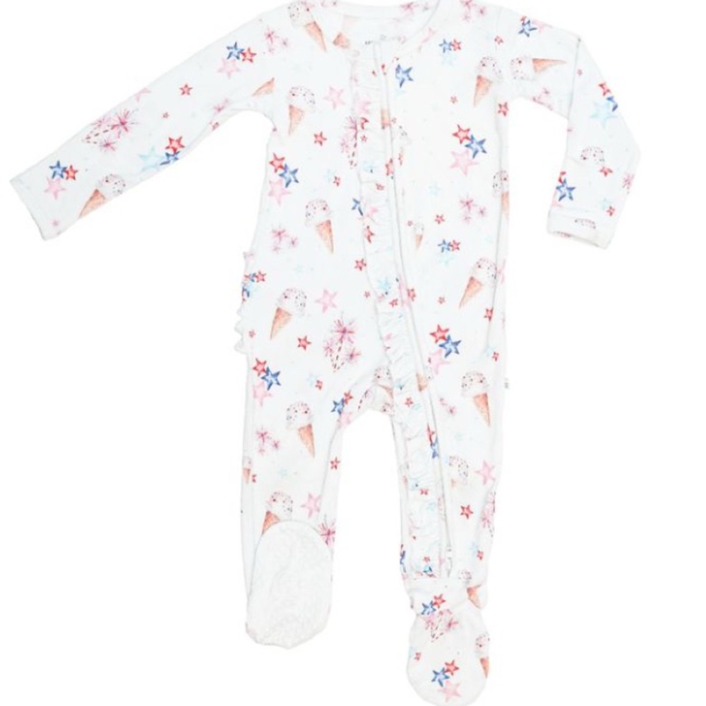 Patriotic Ice Cream Ruffle Footed Onesie